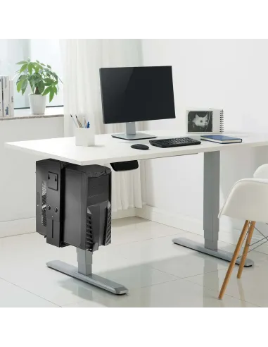 AISENS Soporte Giratorio Antirrobo y Altura Personalizable para CPU para Montaje por Debajo de Escritorio o a La Pared