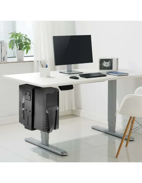AISENS Soporte Giratorio Antirrobo y Altura Personalizable para CPU para Montaje por Debajo de Escritorio o a La Pared