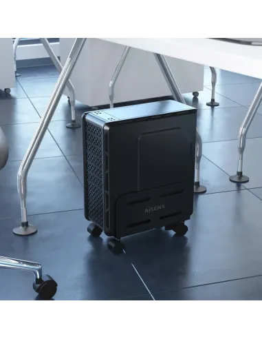 AISENS Soporte Metálico Ajustable de Suelo para CPU, Negro