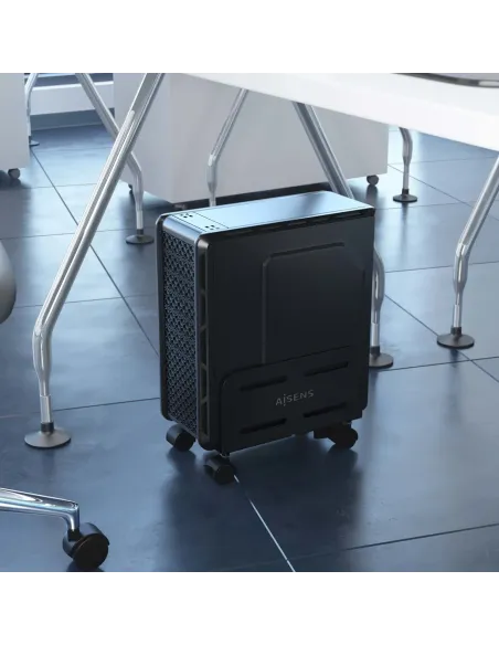 AISENS Soporte Metálico Ajustable de Suelo para CPU, Negro