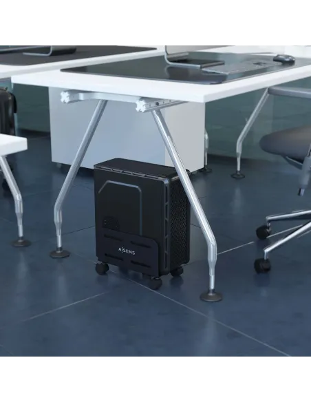 AISENS Soporte Metálico Ajustable de Suelo para CPU, Negro