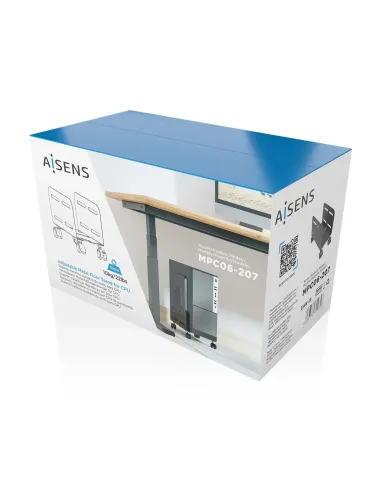 AISENS Soporte Metálico Ajustable de Suelo para CPU, Negro