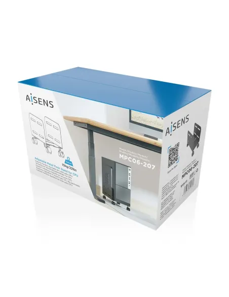 AISENS Soporte Metálico Ajustable de Suelo para CPU, Negro