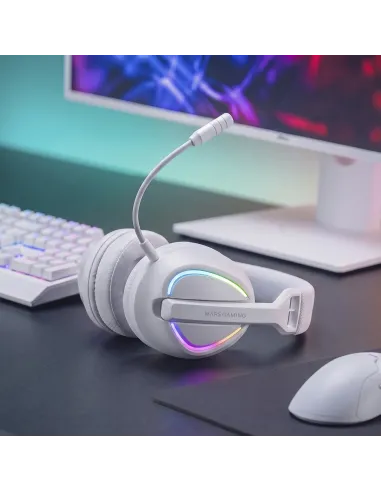 Mars Gaming MHWQUASARW auricular y casco Auriculares Inalámbrico Diadema Juego USB Type-C   USB Type-A Bluetooth Blanco