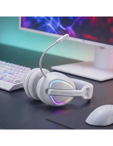 Mars Gaming MHWQUASARW auricular y casco Auriculares Inalámbrico Diadema Juego USB Type-C   USB Type-A Bluetooth Blanco