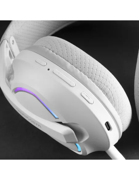 Mars Gaming MHWQUASARW auricular y casco Auriculares Inalámbrico Diadema Juego USB Type-C   USB Type-A Bluetooth Blanco