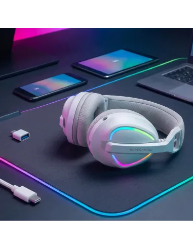 Mars Gaming MHWQUASARW auricular y casco Auriculares Inalámbrico Diadema Juego USB Type-C   USB Type-A Bluetooth Blanco