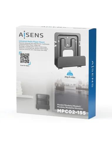 AISENS Soporte Universal De Pared Para Mini Pc, Router, Negro