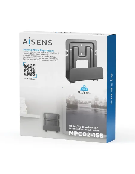 AISENS Soporte Universal De Pared Para Mini Pc, Router, Negro
