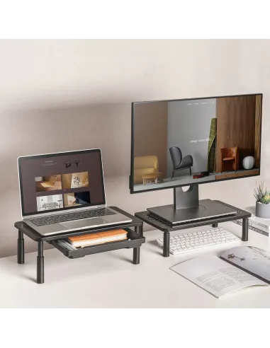 AISENS Soporte elevador multiusos para monitor portátil, negro