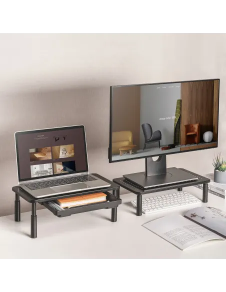 AISENS Soporte elevador multiusos para monitor portátil, negro