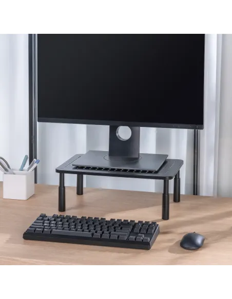 AISENS Soporte elevador multiusos para monitor portátil, negro