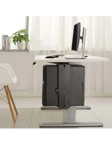 AISENS Soporte Giratorio y Altura Personalizable para CPU por Debajo de Escritorio con Mango de Bloqueo Fácil