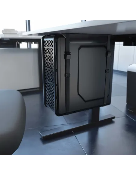 AISENS Soporte para CPU Debajo de Escritorio con Correa, Negro