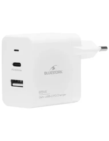 BLUESTORK CARGADOR ULTRACOMPACTO USB-C 65W TECNOLOGIA GAN BLANCO