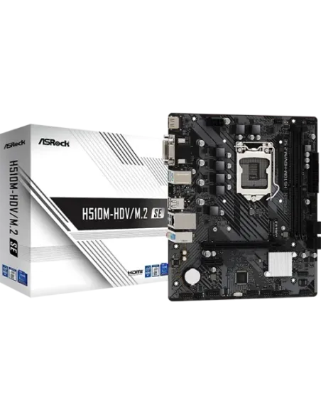 PLACA ASROCK H510M-HDV/M.2 SE,INTEL,1200,H470,2DDR4,64GB,VGA+DVI+HDMI,GBLAN,4SATA3,6USB3.2+M.2,MATX