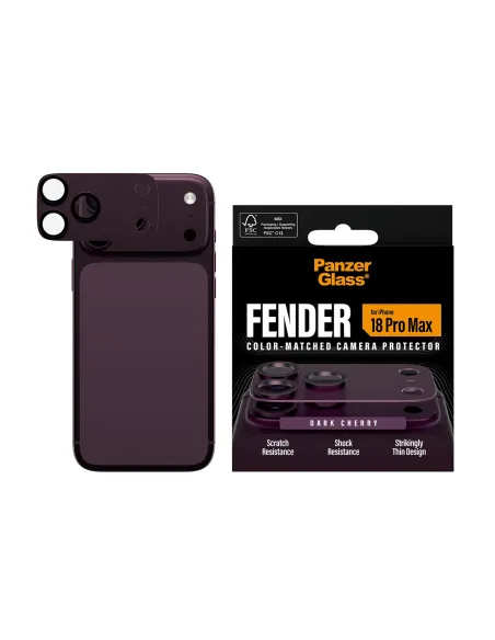 PanzerGlass ® Fender Camera Lens Protector Dark Cherry iPhone 18 Pro Max Protector de pantalla 1 pieza(s)