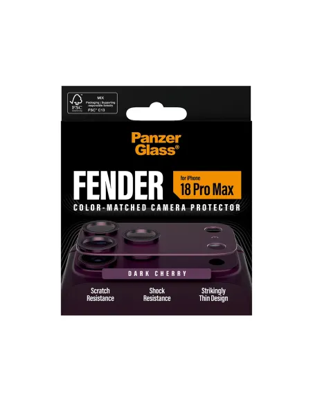 PanzerGlass ® Fender Camera Lens Protector Dark Cherry iPhone 18 Pro Max Protector de pantalla 1 pieza(s)
