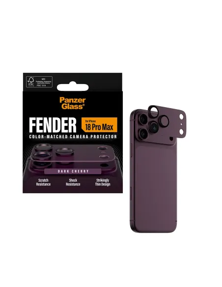 PanzerGlass ® Fender Camera Lens Protector Dark Cherry iPhone 18 Pro Max Protector de pantalla 1 pieza(s)