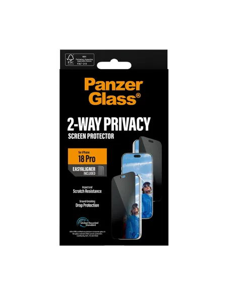 PanzerGlass ® 2-Way Privacy Screen Protector iPhone 18 Pro | Ultra-Wide Fit w. EasyAligner Protector de pantalla 1 pieza(s)