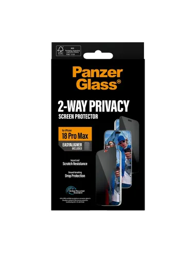 PanzerGlass ® 2-Way Privacy Screen Protector iPhone 18 Pro Max | Ultra-Wide Fit w. EasyAligner Protector de pantalla 1 pieza(s)
