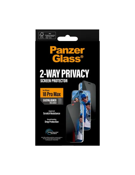 PanzerGlass ® 2-Way Privacy Screen Protector iPhone 18 Pro Max | Ultra-Wide Fit w. EasyAligner Protector de pantalla 1 pieza(s)