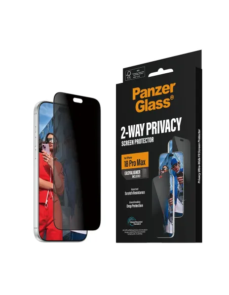 PanzerGlass ® 2-Way Privacy Screen Protector iPhone 18 Pro Max | Ultra-Wide Fit w. EasyAligner Protector de pantalla 1 pieza(s)