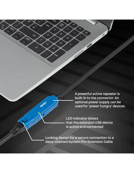 Lindy 43158 cable USB USB 3.2 Gen 1 (3.1 Gen 1) 8 m USB A 5 Gbit s Negro