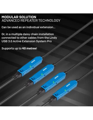 Lindy 43158 cable USB USB 3.2 Gen 1 (3.1 Gen 1) 8 m USB A 5 Gbit s Negro