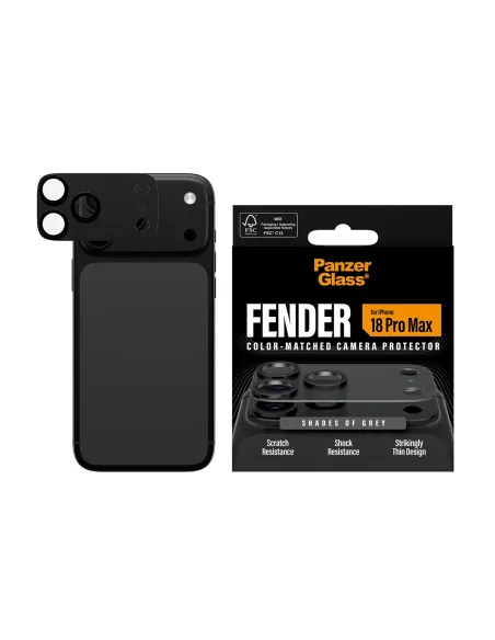 PanzerGlass ® Fender Camera Lens Protector Shades of Grey iPhone 18 Pro Max Protector de pantalla 1 pieza(s)