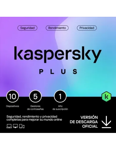 Kaspersky Plus 10 Dispositivos Licencia 1 año ESP