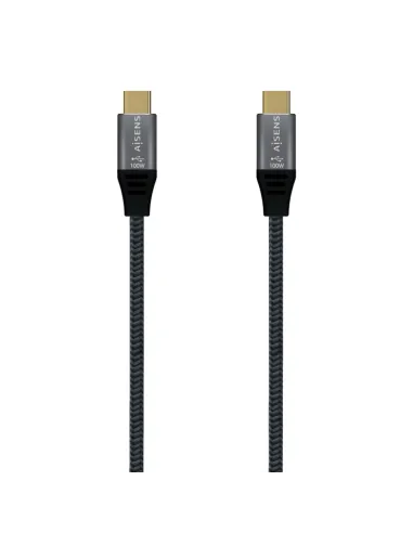 AISENS Cable USB 3.2 Gen2x2 Aluminio 20Gbps 8K@30Hz 5A 100W E-Mark, Tipo USB-C/M-USB-C/M, Gris, 0.6 m