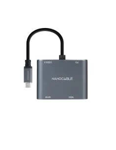 Nanocable Conversor USB-C a HDMI VGA USB3.0 PD 15 cm, Gris 2