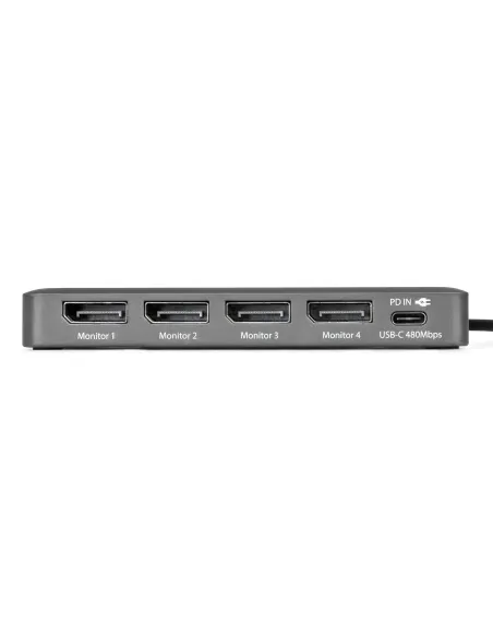 StarTech.com Adaptador USB-C a 4x Pantallas DisplayPort - DP 4K 60Hz - PD 140W de Paso para Carga de Portátiles - 1x Puerto USB