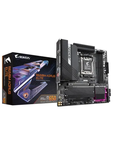 GIGABYTE B650M AORUS ELITE Placa base - Compatible con procesadores AMD Ryzen 9000, VRM de 12+2+2 fases, hasta 8000 MHz DDR5,