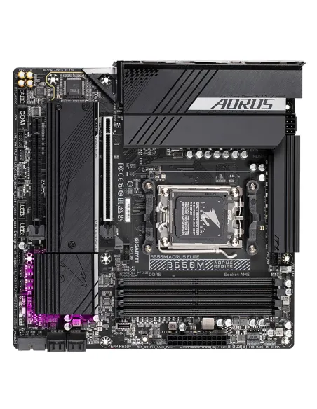 GIGABYTE B650M AORUS ELITE Placa base - Compatible con procesadores AMD Ryzen 9000, VRM de 12+2+2 fases, hasta 8000 MHz DDR5,