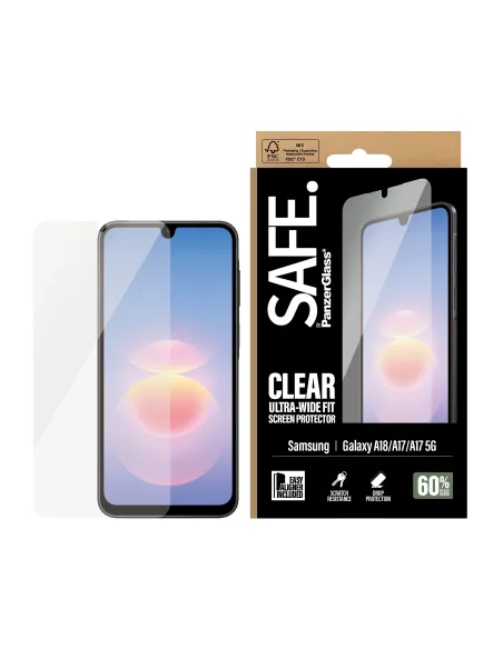 PanzerGlass SAFE. by ® Screen Protector Samsung Galaxy A18 | A17 | A17 5G | Ultra-Wide Fit w. EasyAligner Protector de pantalla