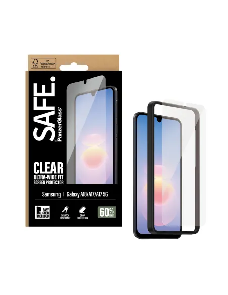 PanzerGlass SAFE. by ® Screen Protector Samsung Galaxy A18 | A17 | A17 5G | Ultra-Wide Fit w. EasyAligner Protector de pantalla