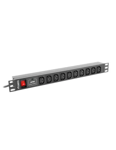 REGLETA LANBERG 1U 10A RACK 19 10X SOCKET NEGRO 2M