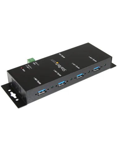 StarTech.com Hub Concentrador USB 3.0 de 4 Puertos - 5Gbps - Ladrón USB-A Industrial de Metal - de Montaje en Carril DIN, Pared