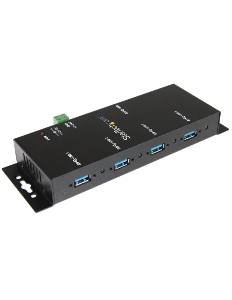 StarTech.com Hub Concentrador USB 3.0 de 4 Puertos - 5Gbps - Ladrón USB-A Industrial de Metal - de Montaje en Carril DIN, Pared