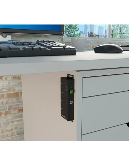 StarTech.com Hub Concentrador USB 3.0 de 4 Puertos - 5Gbps - Ladrón USB-A Industrial de Metal - de Montaje en Carril DIN, Pared