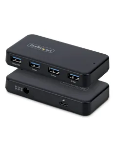 StarTech.com Hub Ladrón USB-A de 4 Puertos - 5Gbps - Autoalimentado - Cable Host 2 en 1 Tipo C y Tipo A - Puerto de Carga BC