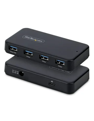 StarTech.com Hub Ladrón USB-A de 4 Puertos - 5Gbps - Autoalimentado - Cable Host 2 en 1 Tipo C y Tipo A - Puerto de Carga BC