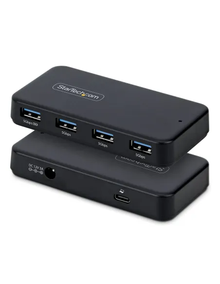 StarTech.com Hub Ladrón USB-A de 4 Puertos - 5Gbps - Autoalimentado - Cable Host 2 en 1 Tipo C y Tipo A - Puerto de Carga BC