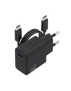 AISENS Cargador GaN USB-C PD3.0 1xUSB-C 20W con cable USB-C 1m, negro 2