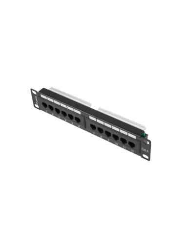 PATCH PANEL LANBERG 12 PUERTOS 1U 10" CAT.6 NEGRO