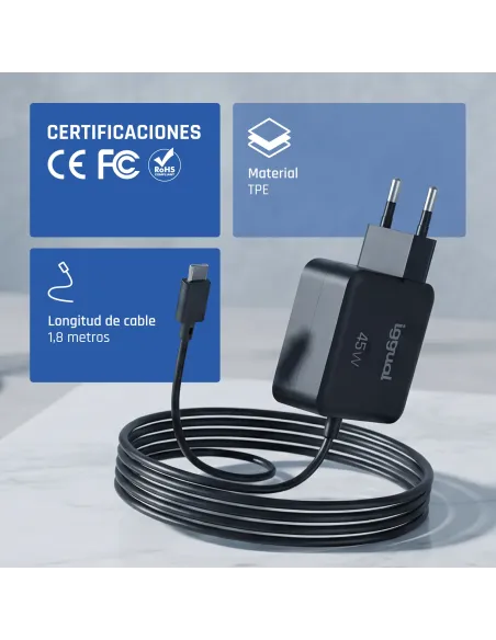 iggual Cargador portátil y móvil tipo C PD 45W