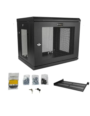 StarTech.com Armario Rack de Pared para Servidores 9U 19"2 Columnas y Estante 1U - Rack de Servidores de Montaje en Pared -