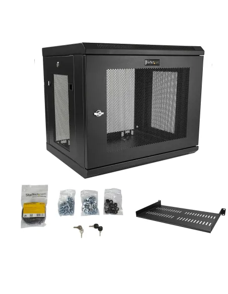 StarTech.com Armario Rack de Pared para Servidores 9U 19"2 Columnas y Estante 1U - Rack de Servidores de Montaje en Pared -